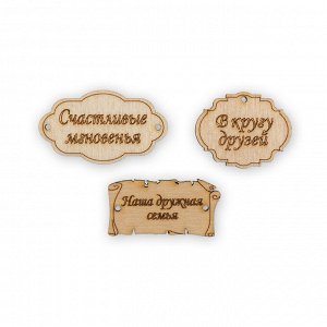 Заготовка для декорирования "Mr. Carving" ВД-391 Набор бирок фанера 0.3 см 3 шт №1 "На удачу"