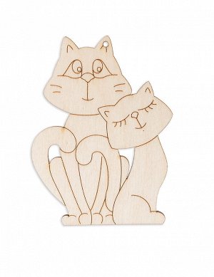 Заготовка для декорирования "Mr. Carving" ВД-563 Подвеска "Котики" фанера 8 х 6 х 0.3 см .