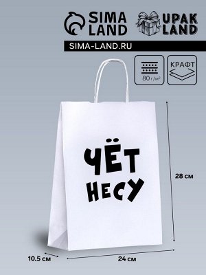 Пакет подарочный бумажный «Чёт несу», 24x14x28 см