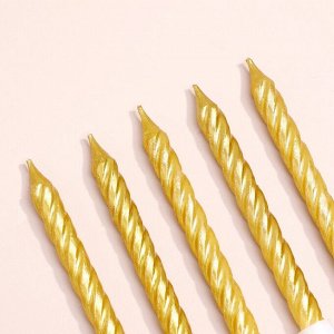 Свечи в торт с подставками, золотые, 6 шт., 8 см