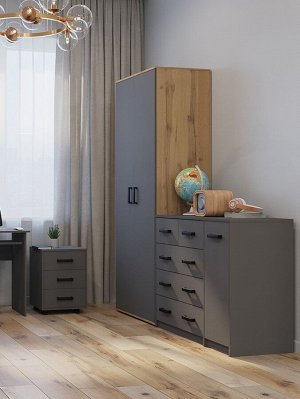 Комод напольный «Клик Мебель», 5 ящиков, с дверью, 1100x480x900 мм, цвет тёмно - серый
