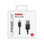 Кабель Prime Line microUSB - USB черный, 2м, 7208