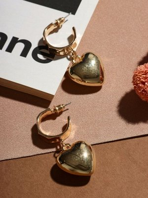 Серьги пластик «Сердца» объёмные, цвет золото