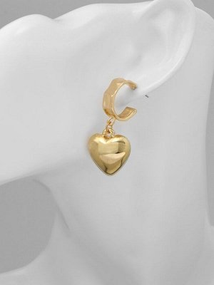 Серьги пластик «Сердца» объёмные, цвет золото