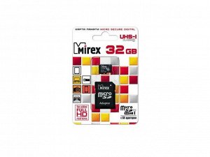 Карта памяти MicroSDHC MIREX 32GB cl10 UHS-I + SD, 13613-ADSUHS32 recommended
