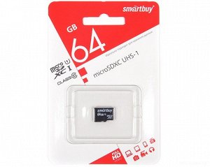 Карта памяти MicroSDXC SmartBuy 64GB cl10 UHS-I, SB64GBSDCL10-00 recommended