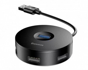 USB HUB Baseus round box USB3.0 to USB3.0+USB2.0*3, черный (CAHUB-F01)