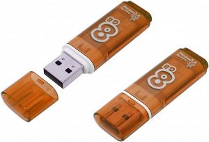 8GB USB Flash, SmartBuy Glossy оранжевый, SB8GBGS-Or