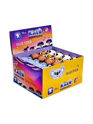 Клей-карандаш PVP 9 г Луч ZOO, фигурный колпачок, МИКС