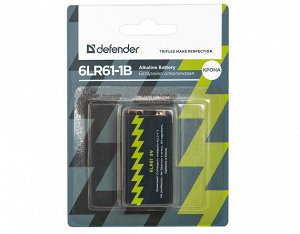 Батарейка 9V КРОНА Defender 6LR61 1-BL цена за 1 штуку, 56042 recommended