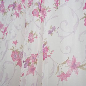 Ткань Вуаль печать с рисунком лилии цвет темно-розовый 1                       (ш.300см)