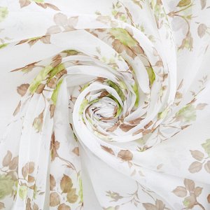 Ткань Вуаль печать с рисунком кустовая роза цвет зеленый 8                 (ш.300см)