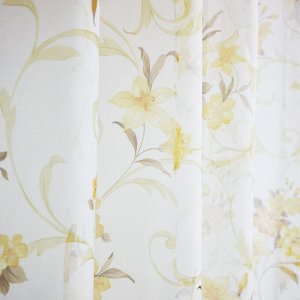 Ткань вуаль-печать с рисунком лилии цвет золото (ш.300см)