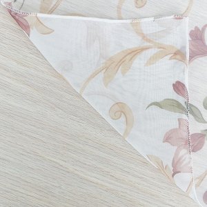 Ткань Вуаль печать с рисунком лилии цвет светло-коричневый 3                (ш.300см)