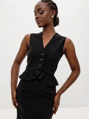 Жилетка с рюшей NEW COLLECTION. Цвет черный
