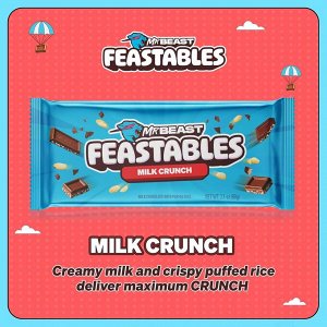 Feastables MrBeast Milk Crunch 60g - Молочный шоколад Мистера Биста Фистаблс с воздушным рисом