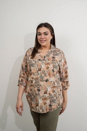 Блуза Цвет:
светло-коричневый
Состав:
100%Вискоза
Длина изделия:
74 см
Размер модели:
54
Рост модели:
171 см
Свободная блуза из легкой хлопчатобумажной ткани, длиной до линии бедер.   Горловина оформл