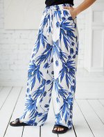 Брюки из вискозы с лиоцеллом синий-белый