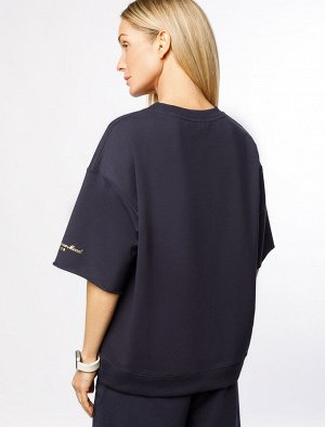 Футболка из тонкого премиального футера с эластаном т.синий_athleisure_mood