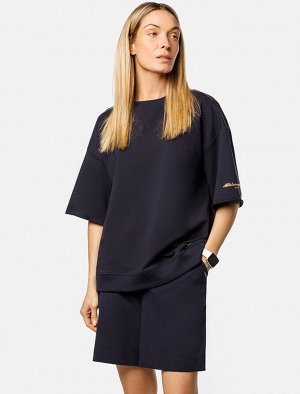 Футболка из тонкого премиального футера с эластаном т.синий_athleisure_mood