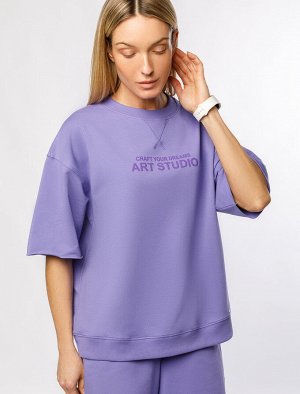 Футболка из тонкого премиального футера с эластаном лавандовый_art studio