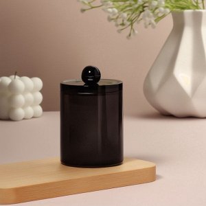 Органайзер для для ватных палочек, с крышкой, d=7x10.5 см, полупрозрачный, чёрный