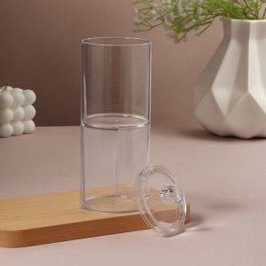 Органайзер для ватных палочек и дисков, с крышкой, 2 секции, 6.7x19 см, прозрачный