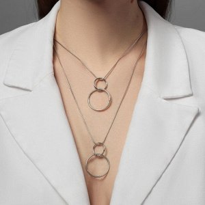 Кулон на цепочке «Цепь», меланхолия, сплетение круги и овалы, цвет серебро, 60 см