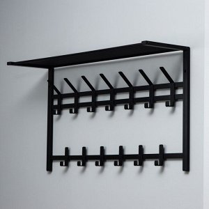 Вешалка с полкой «Торонто 32», 92.4x25.5x9.8 см, металл, чёрная