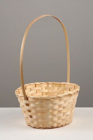 Корзина плетёная, 30x22x13 см, ручка h=36 см, бамбук, ива, натуральный цвет