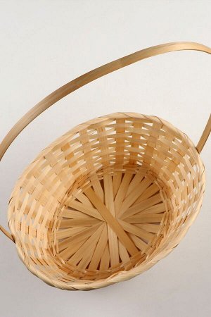 Корзина плетёная, 30x22x13 см, ручка h=36 см, бамбук, ива, натуральный цвет