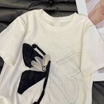 Футболка с короткими рукавами и принтом бабочки, белая