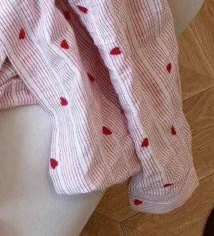 Рубашка с длинными рукавами в сердечках, розовая