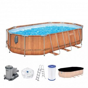 Каркасный бассейн Bestway Power Steel 610 x 366 x 122 см "Камень" 20241л, фильтр-насос, 9463л, лестница, гидромассаж, подсветка