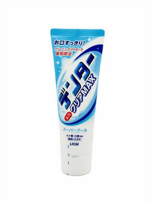 Lion Dentor Clear MAX Super Cool Зубная паста с микрогранулами, охлаждающая мята, 140г