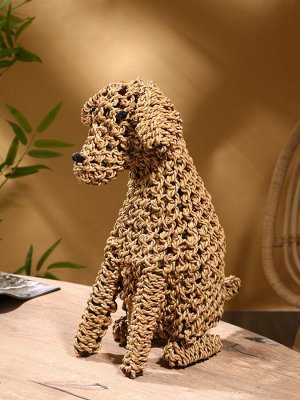 Сувенир плетёный «Собака», 45x28x46х см, сиграсс, светлый