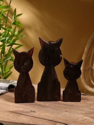 Сувенир интерьерный «Кошки», набор 3 шт., дерево