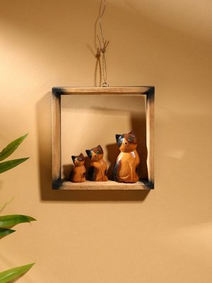 Сувенир интерьерный «Кошки в рамке», 19x19 см, дерево