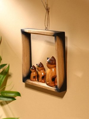 Сувенир интерьерный «Кошки в рамке», 19x19 см, дерево