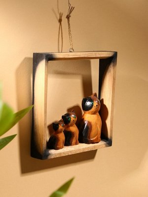 Сувенир интерьерный «Кошки в рамке», 19x19 см, дерево