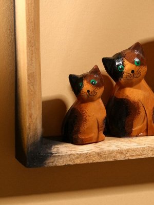Сувенир интерьерный «Кошки в рамке», 19x19 см, дерево