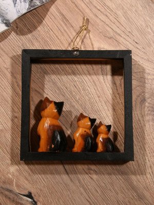 Сувенир интерьерный «Кошки в рамке», 19x19 см, дерево