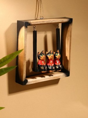 Сувенир интерьерный «Кошки на качелях», 19x19 см, дерево