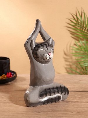 Сувенир интерьерный «Кот-йог», 25 см, дерево