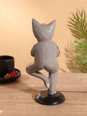 Сувенир интерьерный «Кот-йог», 28 см, дерево