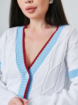 3856 Кардиган женский цвет белый-голубой