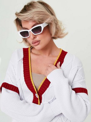 3856 Кардиган женский цвет белый-бордовый