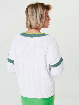 3856 Кардиган женский цвет белый-зелёный