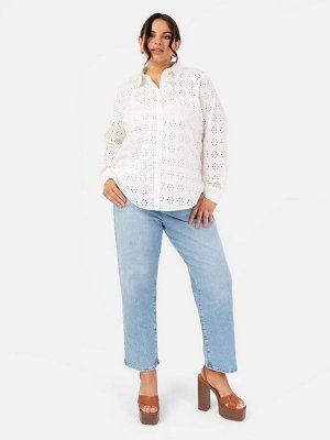 Lovedrobe Broderie 100% хлопок с длинным рукавом белая рубашка