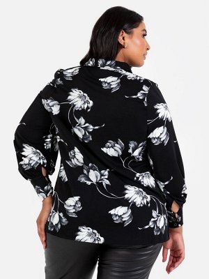 Lovedrobe Oversize атласная черная рубашка с принтом